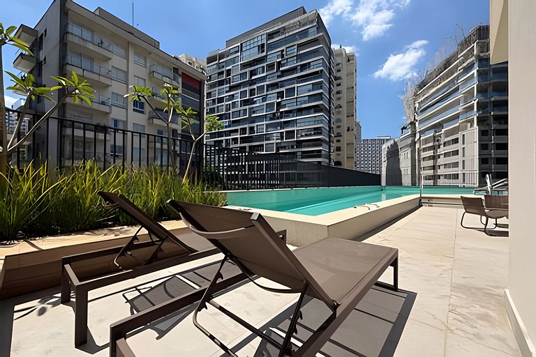 Studio Luxuoso, 200 metros do Metrô Vila Madalena!